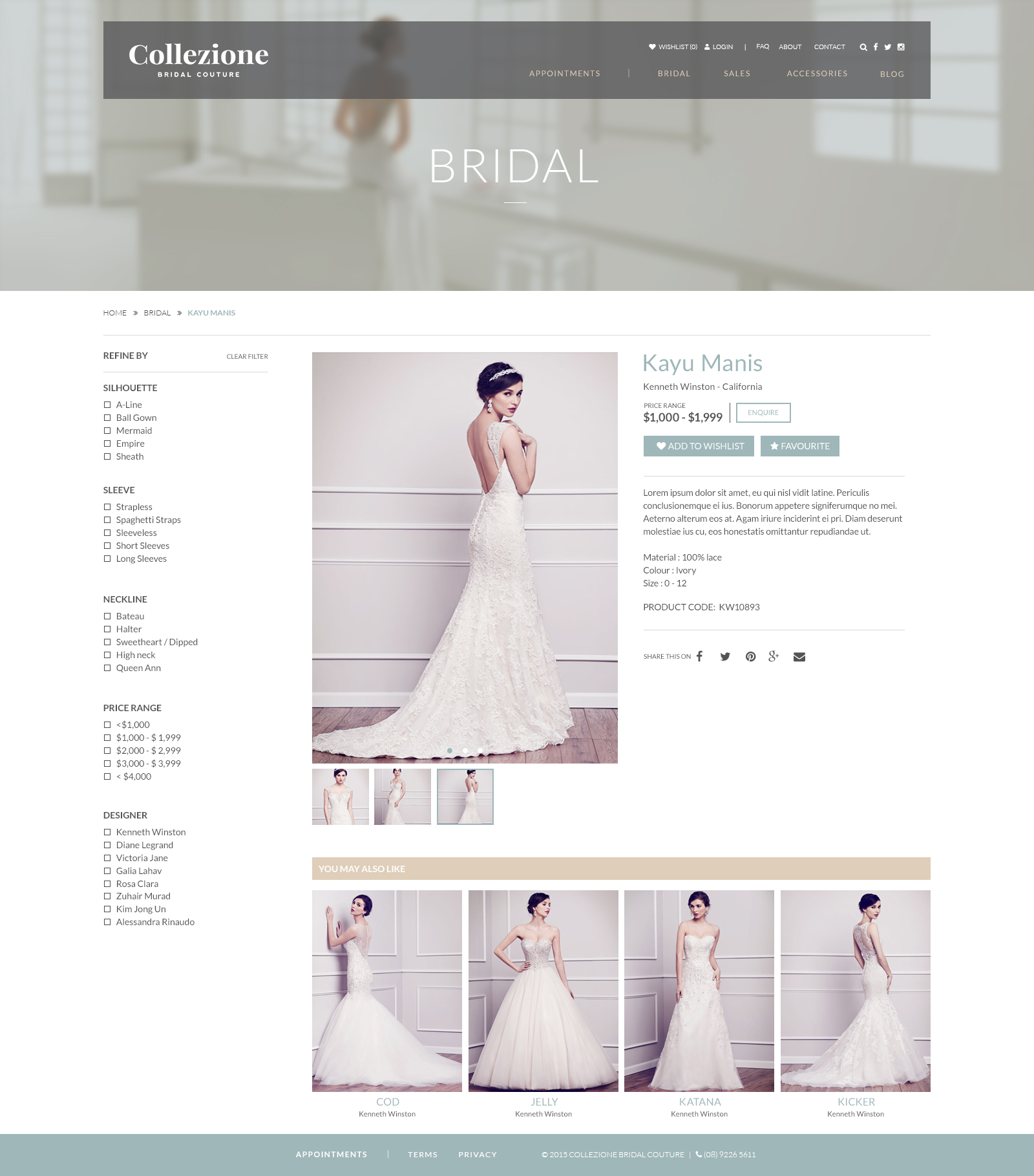 Collezione Bridal Couture Website Mocks